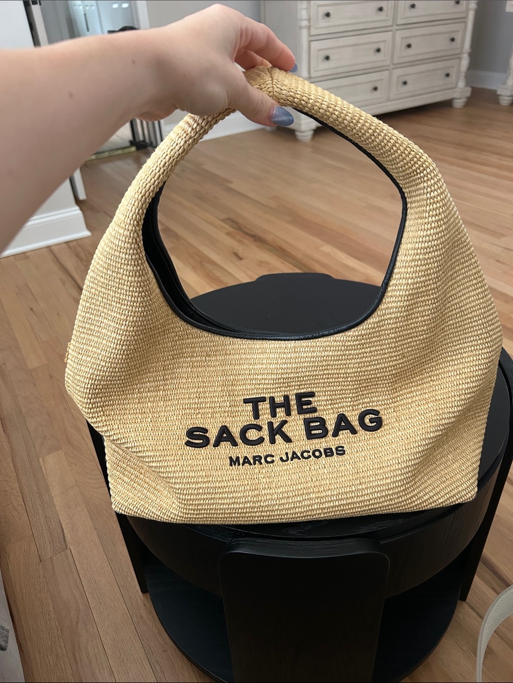 Marc Jacobs Straw Sack Bag in Natural with Black Trim